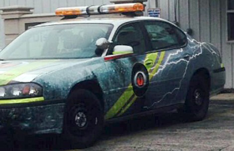 Dunkirk, Ind. volunteer SKYWARN storm spotter Gary Wesley paid a sign company to decorate his primary vehicle with weather-related graphics to promote his avocation.