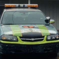 Dunkirk, Ind. volunteer SKYWARN storm spotter Gary Wesley paid a sign company to decorate his primary vehicle with weather-related graphics to promote his avocation.